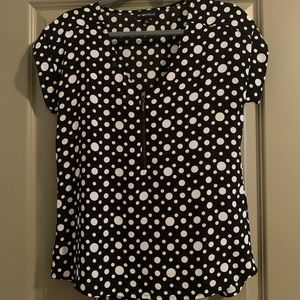 black and white polka dot blouse